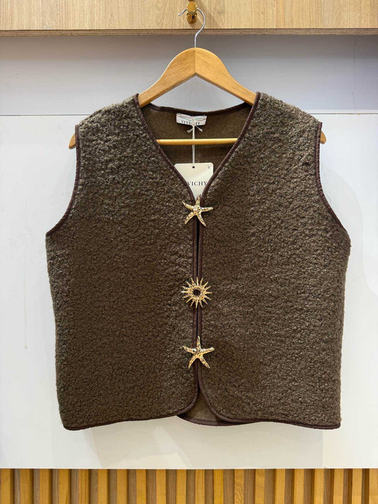 Gilet Sans Manches Avec Brochés. Plusieurs coloris !!