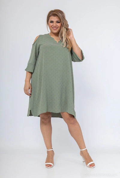 robe tunique kaki avec épaules dénudées