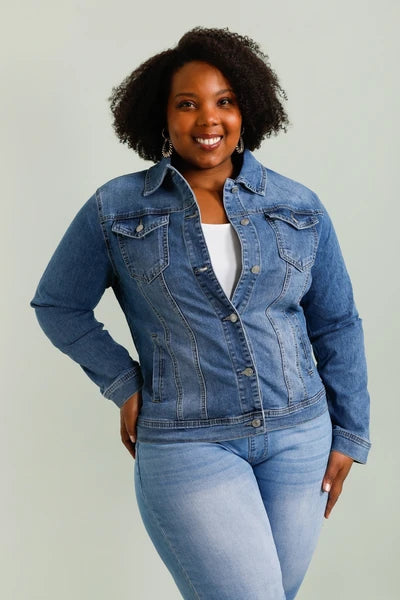 Veste en jean bleu grande taille
