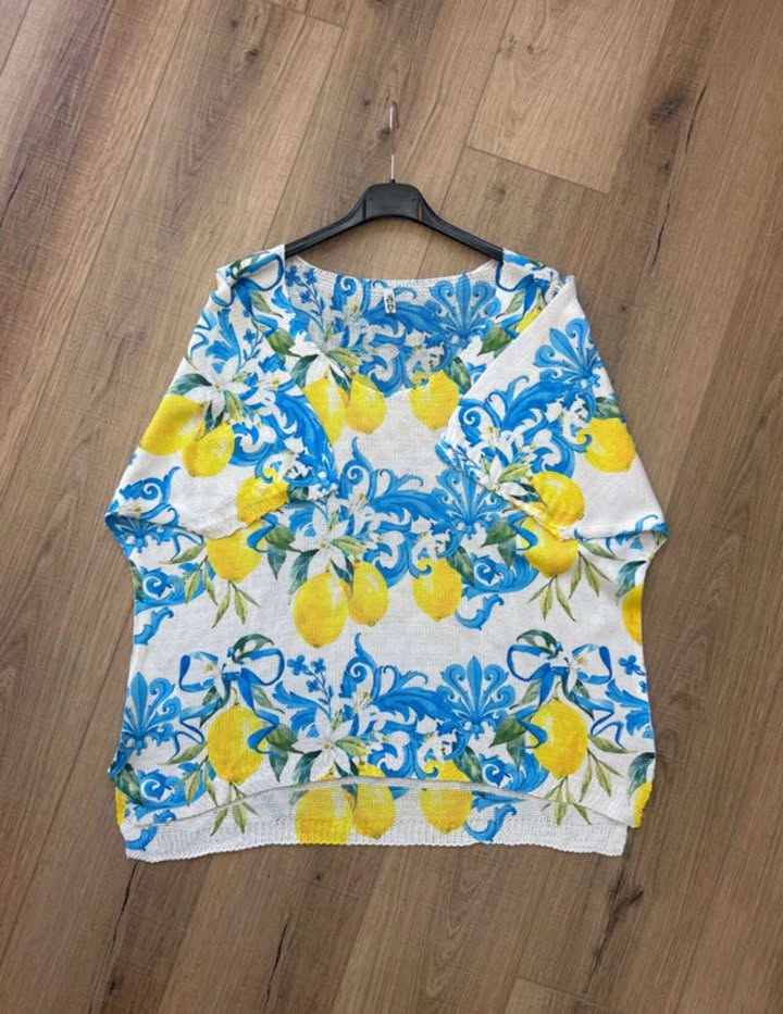 Top-Blouse en maille citrons