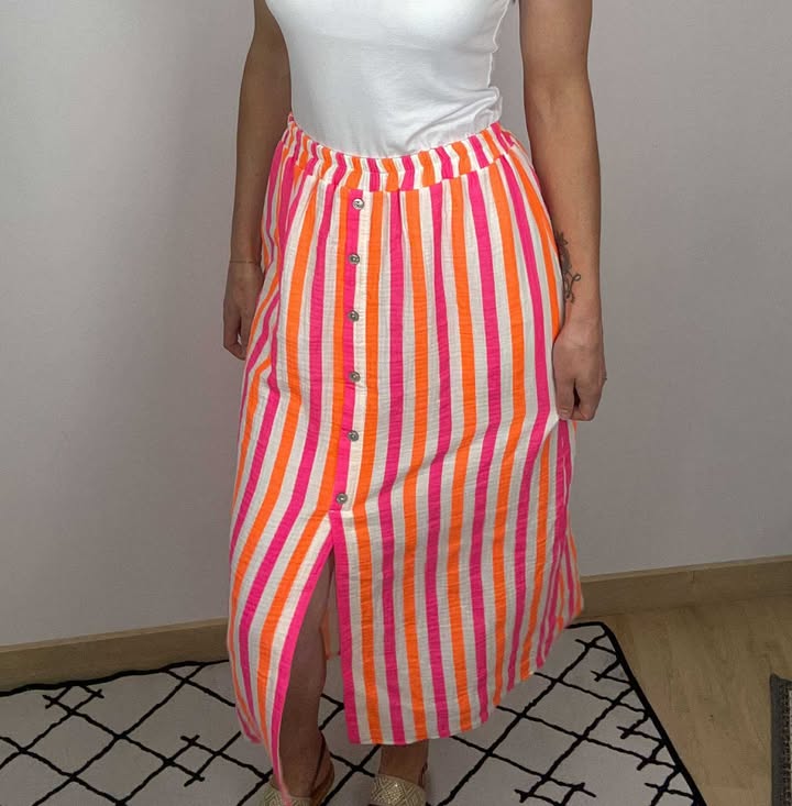 Jupe coton à rayures