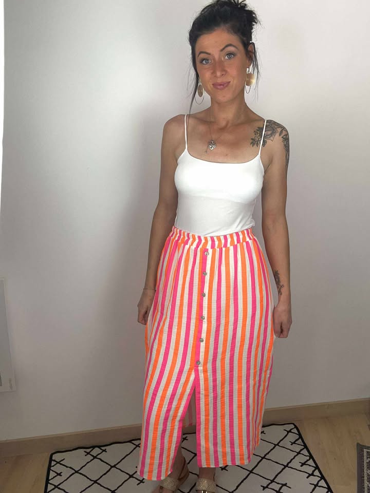 Jupe coton à rayures