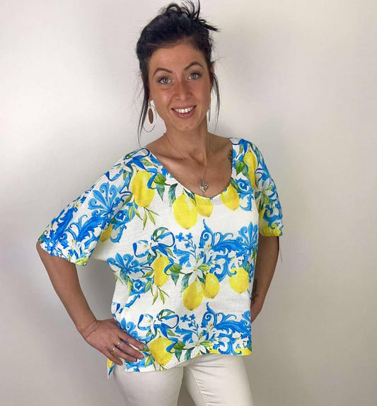 Top-Blouse en maille citrons