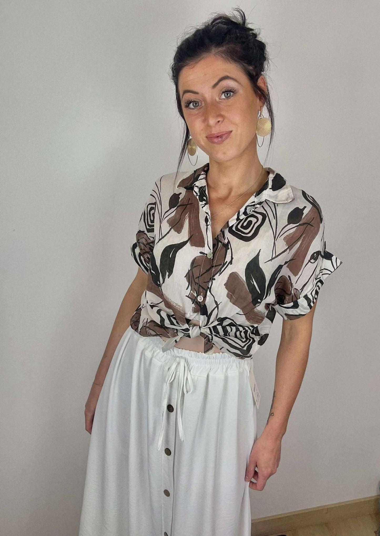 Chemise en coton clair avec imprimé