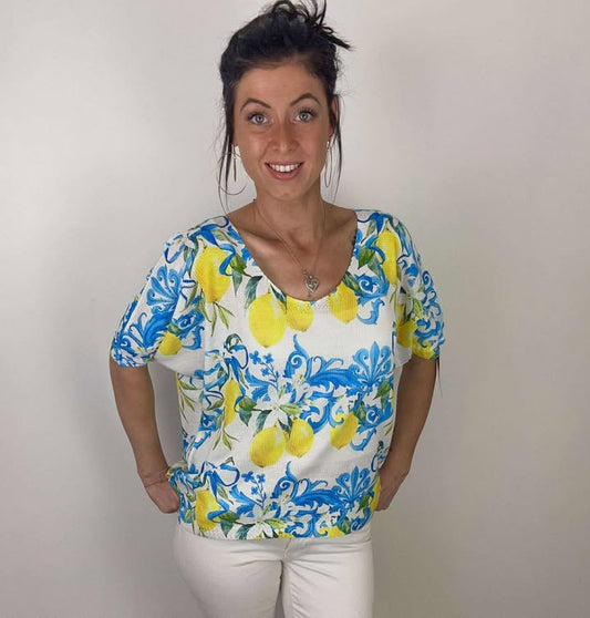 Top-Blouse en maille citrons