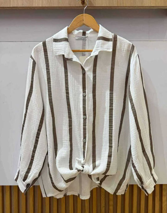 Chemise rayée gaz de coton