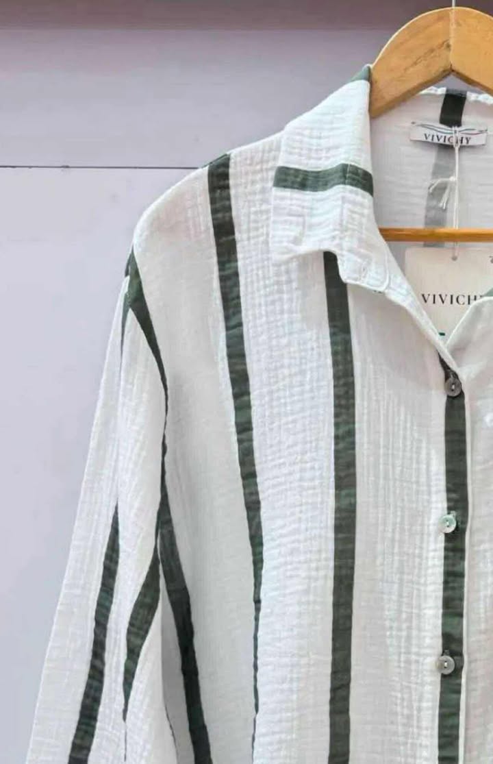 Chemise rayée gaz de coton