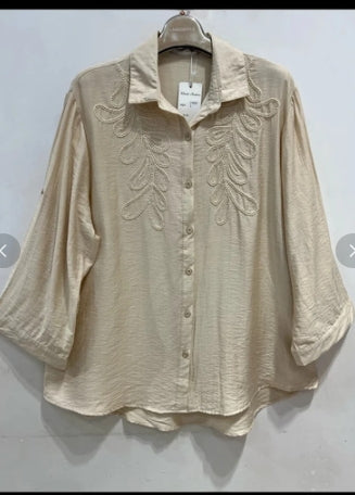 Chemise / blouse grande taille à broderies du 40 au 56