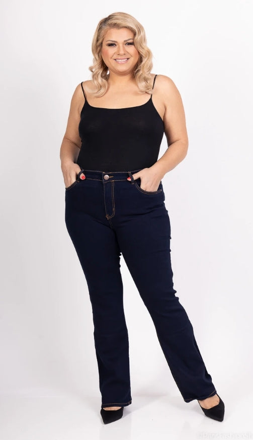 Pantalon évasé bleu brut