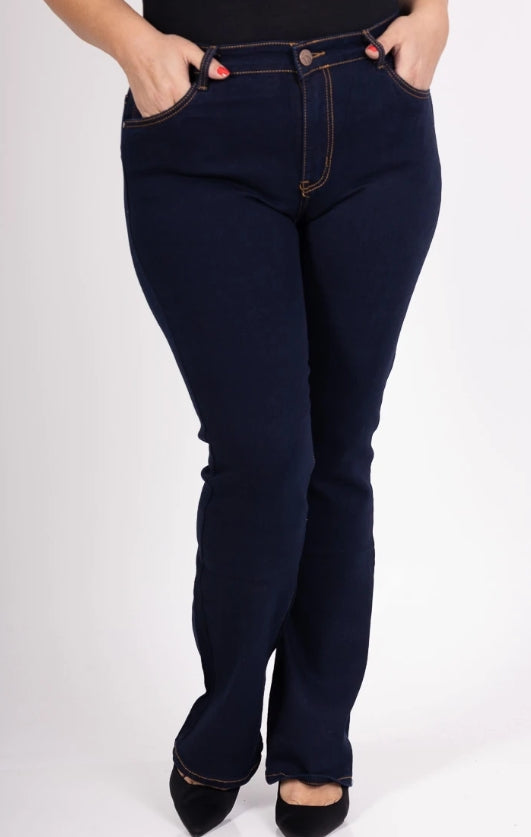 Pantalon évasé bleu brut