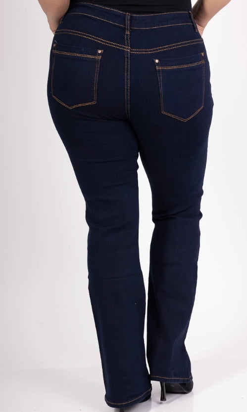 Pantalon évasé bleu brut