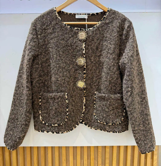 Veste À Boutonnières Avec Des broché Soleil , plusieurs coloris !!