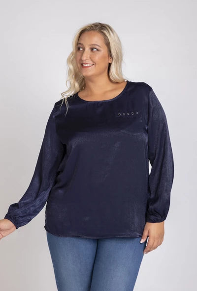 Blouse soyeuse couleur marine