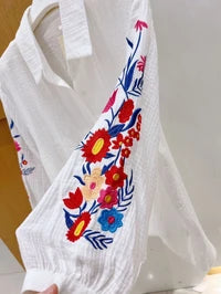 Chemise manche 3/4 BRODÉ （gaze de coton)