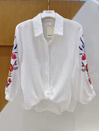 Chemise manche 3/4 BRODÉ （gaze de coton)