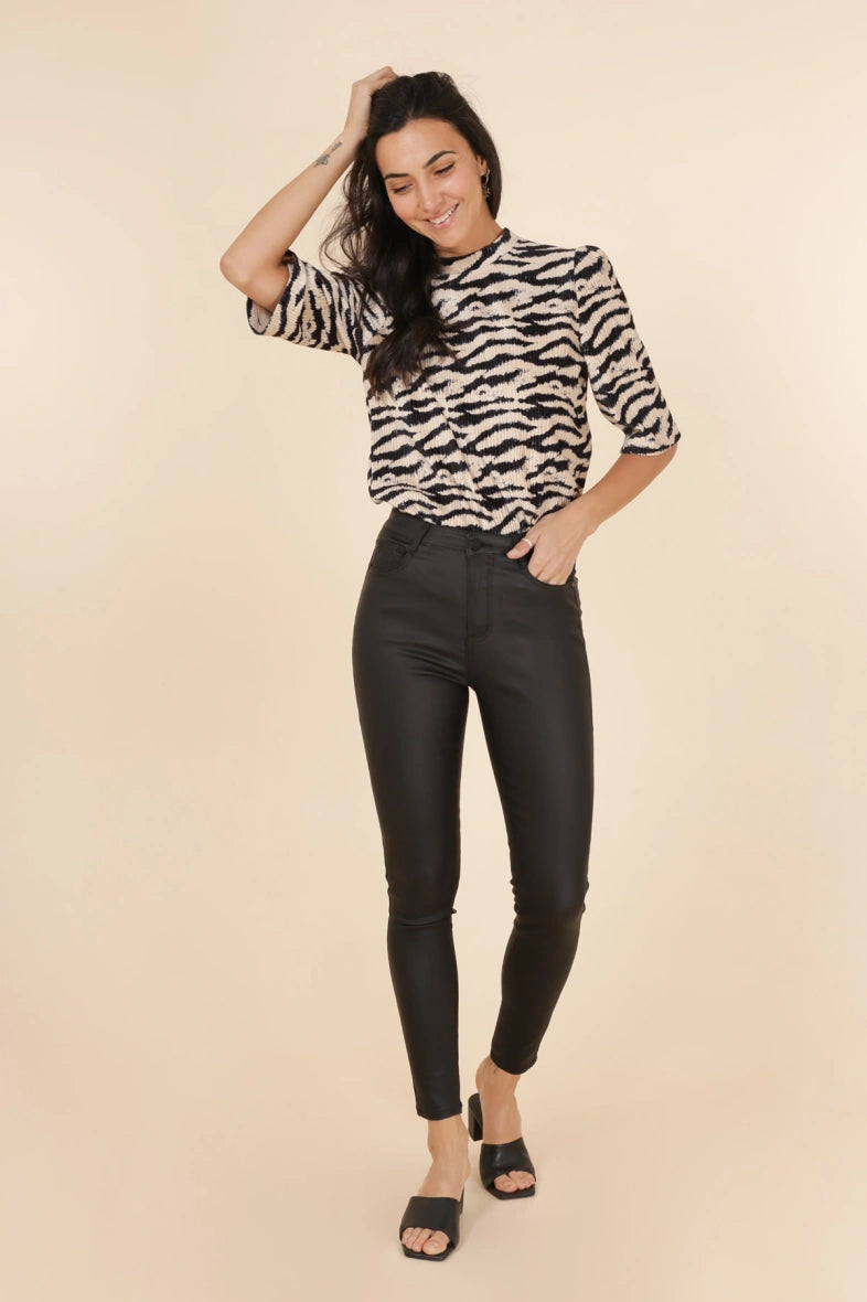 pantalon simili cuir noir