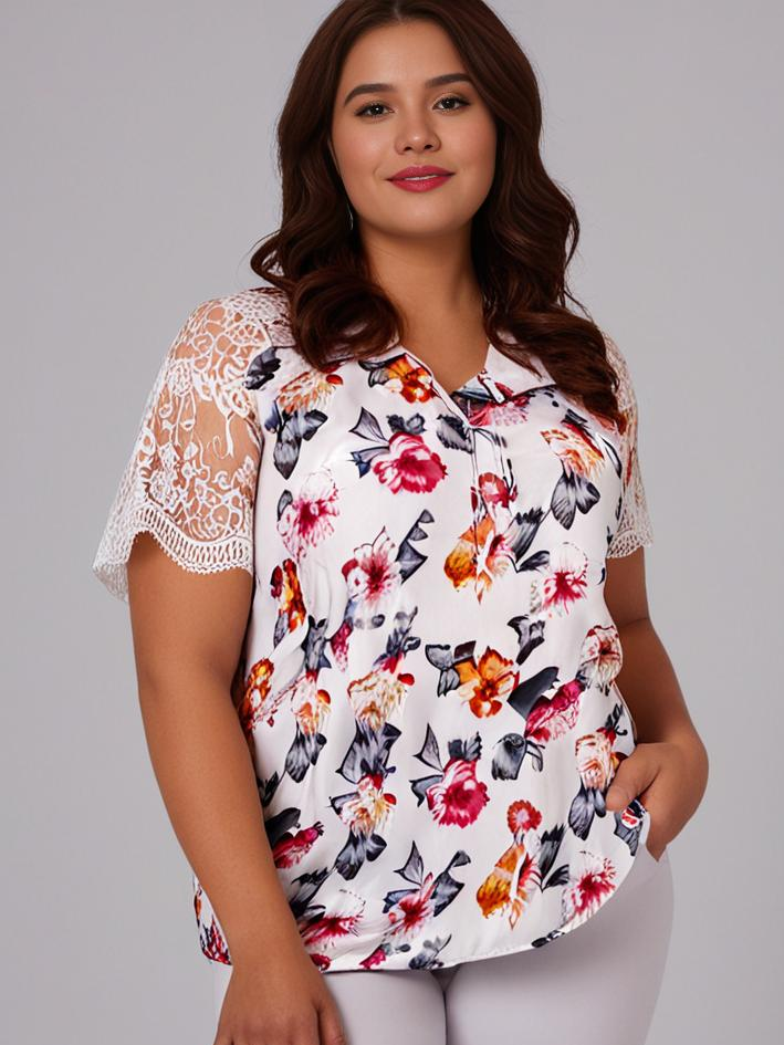 Top femme fleurie en dentelle