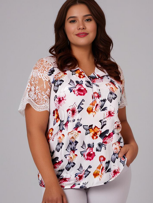 Top femme fleurie en dentelle